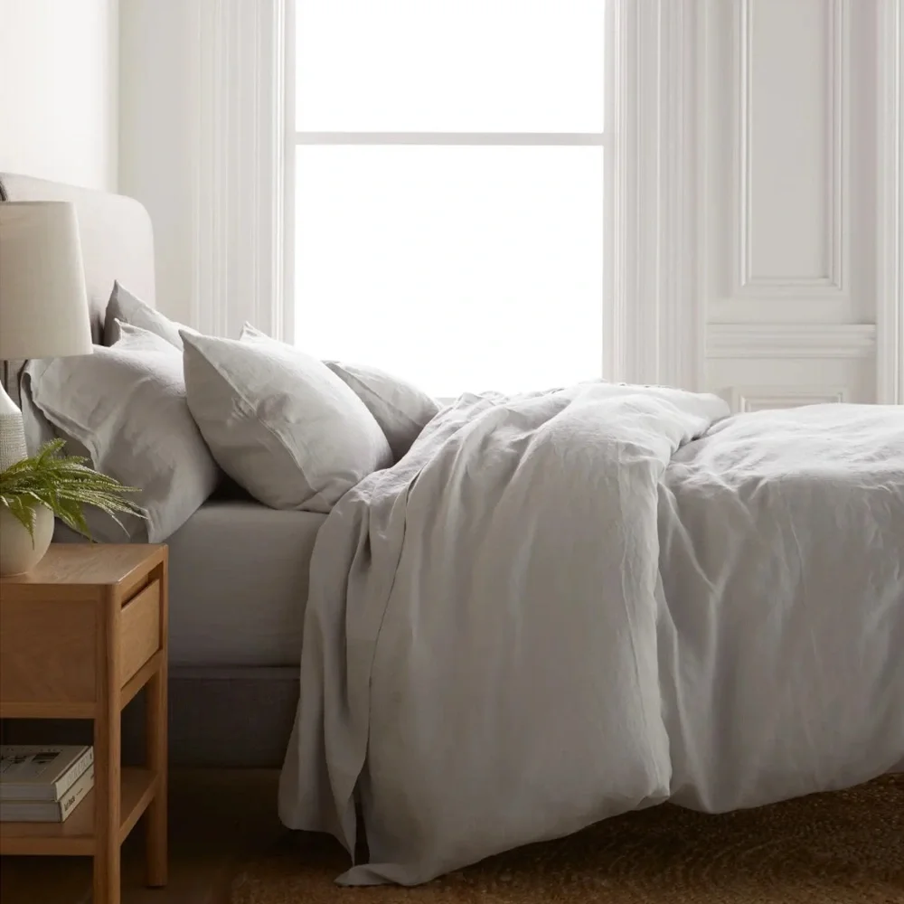 Quince Light Gray Linen Duvet Cover Set